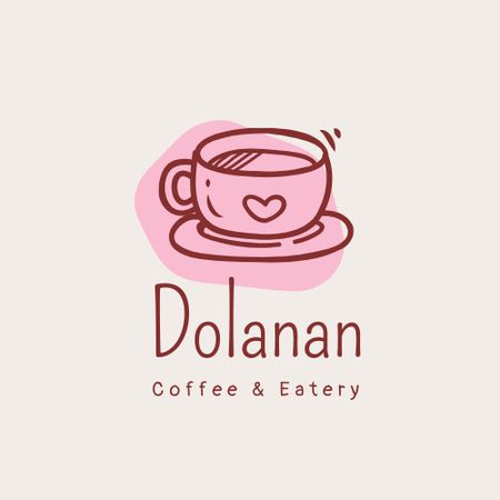 Maroon Modern Playful Coffee and Eatery Logo Logo Design Template