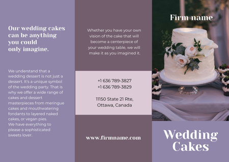 Wedding Cakes Offer on Purple Brochure Design Template