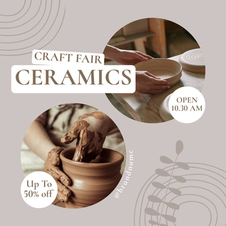 Ремесленная ярмарка с предложением продажи керамики Instagram – шаблон для дизайна