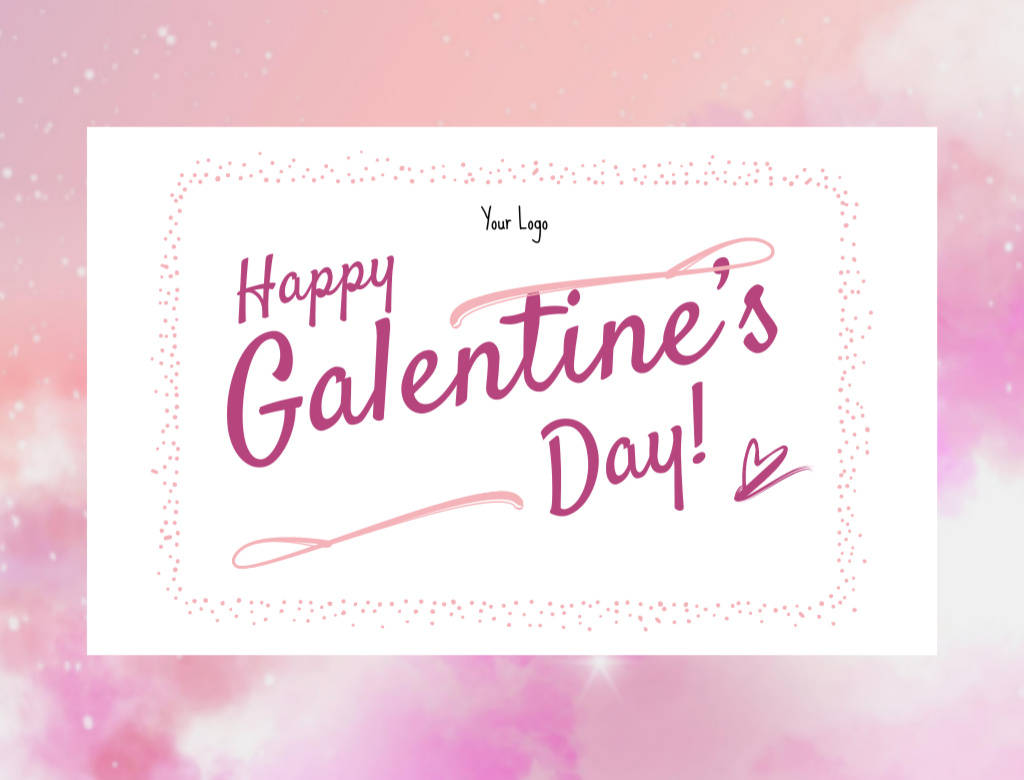 Galentine's Day Greeting in Pink Frame Postcard 4.2x5.5in – шаблон для дизайна