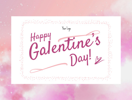 Galentine's Day Greeting in Pink Frame Postcard 4.2x5.5in Design Template