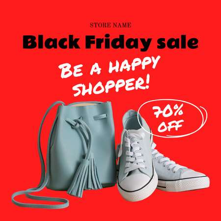 Black Friday Sale with Female Bag and Sneakers Instagram Design Template