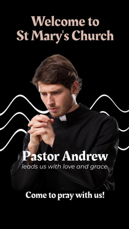 Ontwerpsjabloon van Instagram Video Story van Announcement of Praying In Church With Pastor