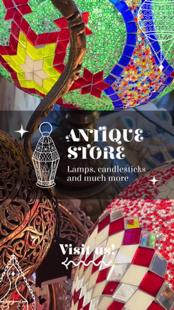 Modèle de visuel Lanternes et lampes colorées dans l'offre de magasin d'antiquités - TikTok Video