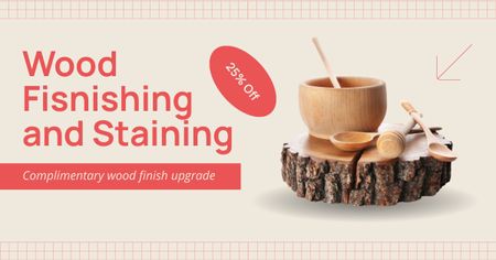 Designvorlage Holzarbeiten-Service mit Küchenutensilien und Rabatten für Facebook AD