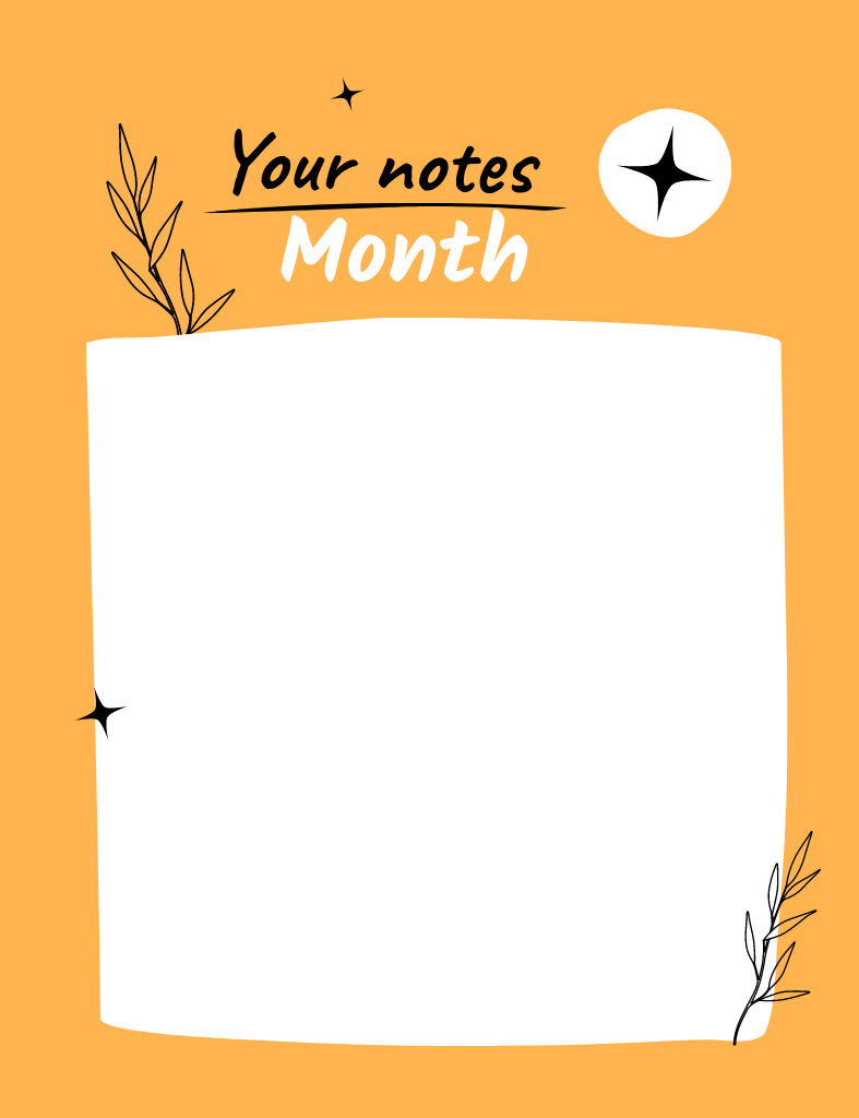 Monthly Planner with Leaves in Orange Notepad 107x139mm Modelo de Design