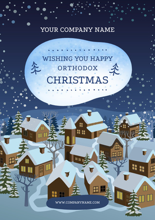 Plantilla de diseño de Christmas Greeting with Snowy Landscape Poster 