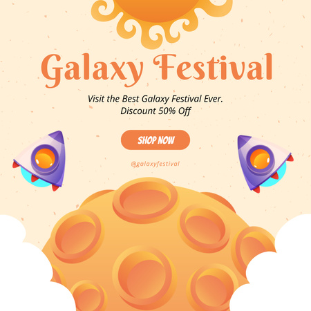 Come And Experience The Best Galaxy Festival Instagram Design Template