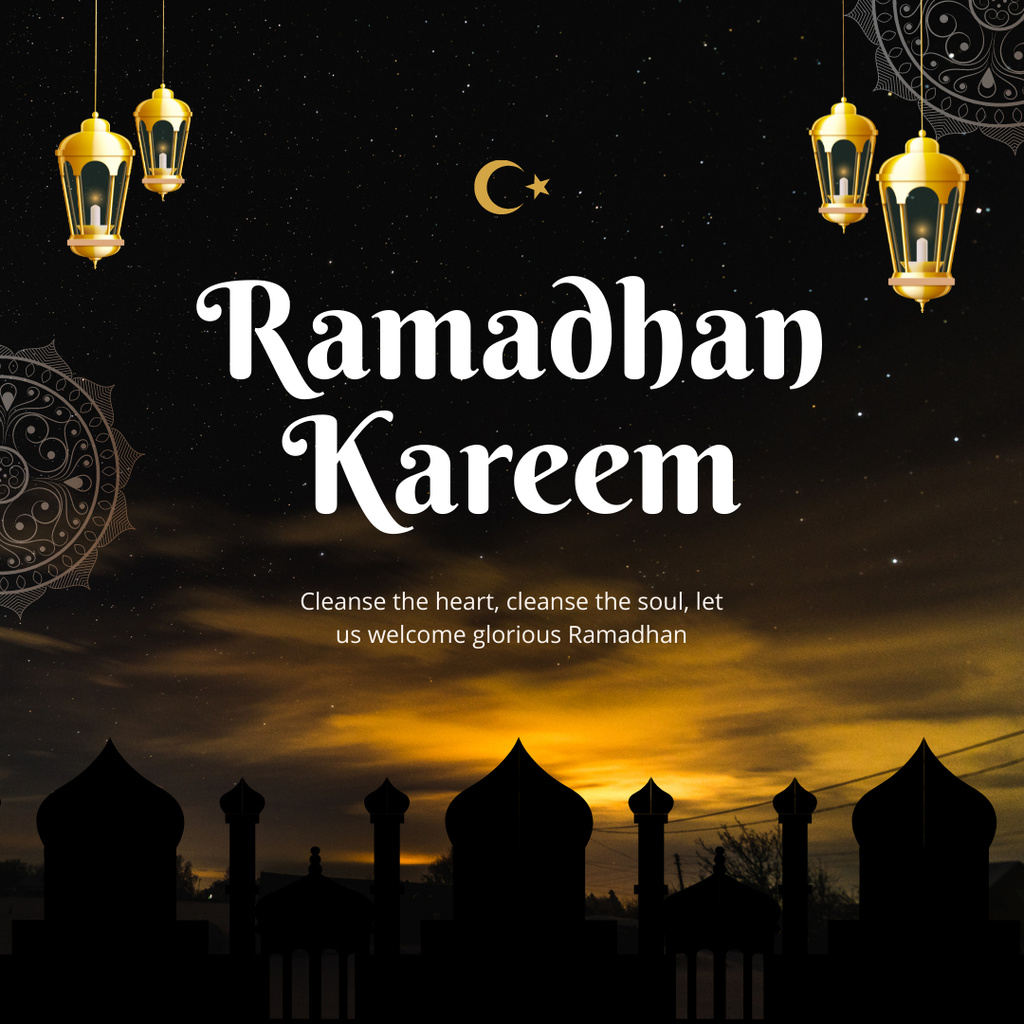 Ramadan Night for Holy Month Greeting Instagram Tasarım Şablonu