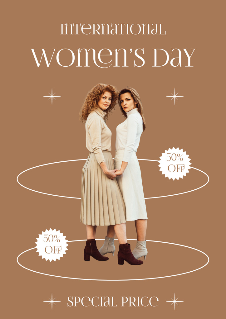 Stylish Beautiful Women on International Women's Day Poster Design Template