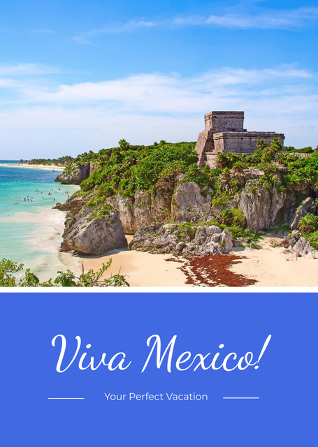 Ideal Vacation Tour in Mexico for Best Travel Experience Postcard A6 Verticalデザインテンプレート