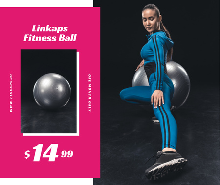 Girl training on fitness ball Facebook Design Template