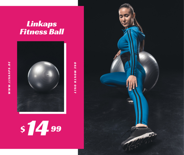 Girl training on fitness ball Facebook Šablona návrhu