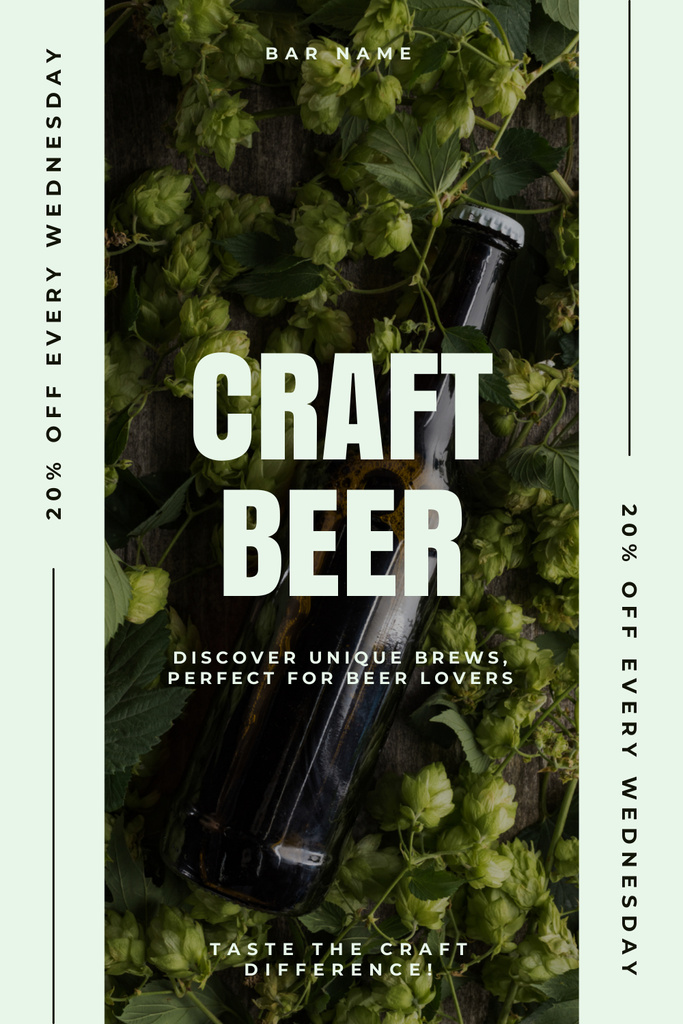 Huge Discount on Craft Beer With Hops Pinterest Šablona návrhu