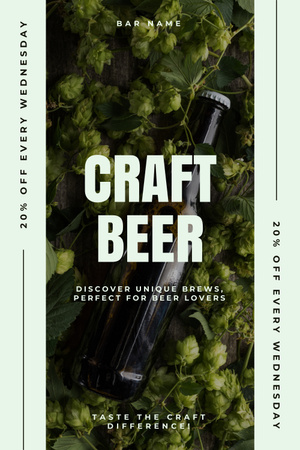 Huge Discount on Craft Beer With Hops Pinterest Design Template