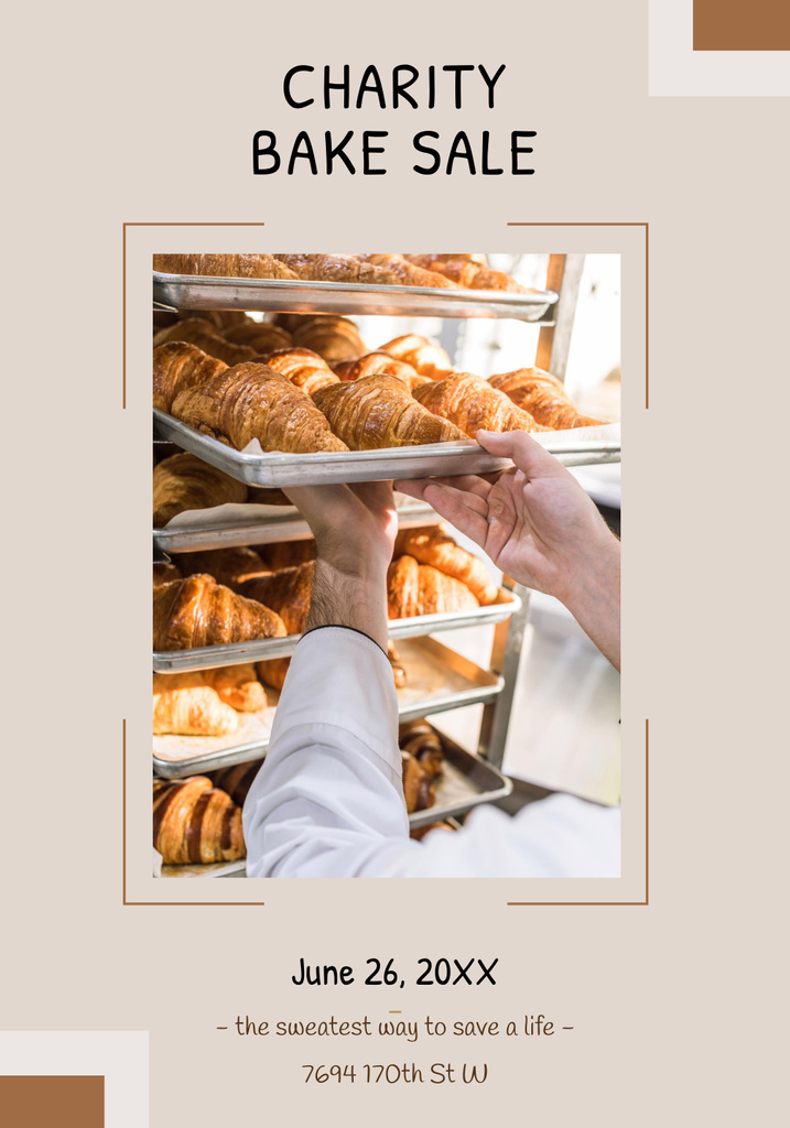 Charity Bakery Sale with Fresh Bread Poster 28x40in Tasarım Şablonu