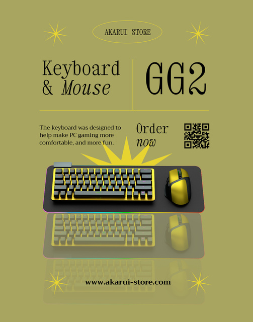 Gaming Gear Offer with Keyboard Poster 22x28in Design Template