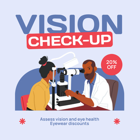 Modèle de visuel Réduction sur le contrôle de la vue avec un ophtalmologiste expérimenté - Instagram
