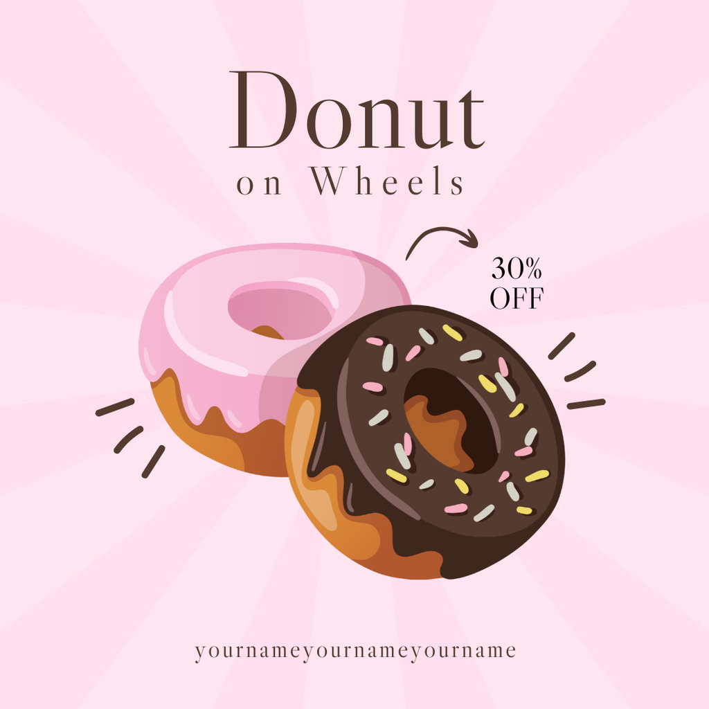 Street Food with Offer of Sweet Donuts Instagram Design Template