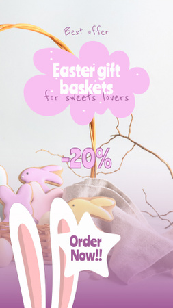 Easter Baskets With Sweets And Cookies Sale Offer Instagram Video Story Design Template