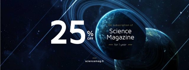 Science Magazine Offer with Planets in Space Facebook cover Tasarım Şablonu