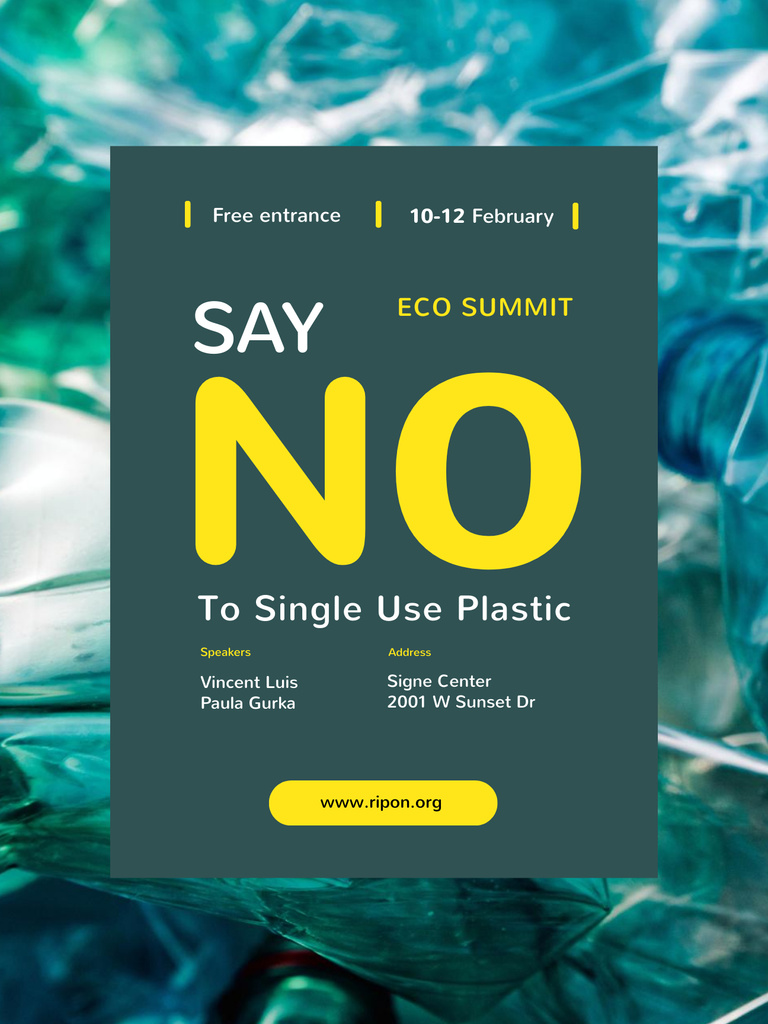 Eco Summit Announcement Against Plastic Poster US Design Template