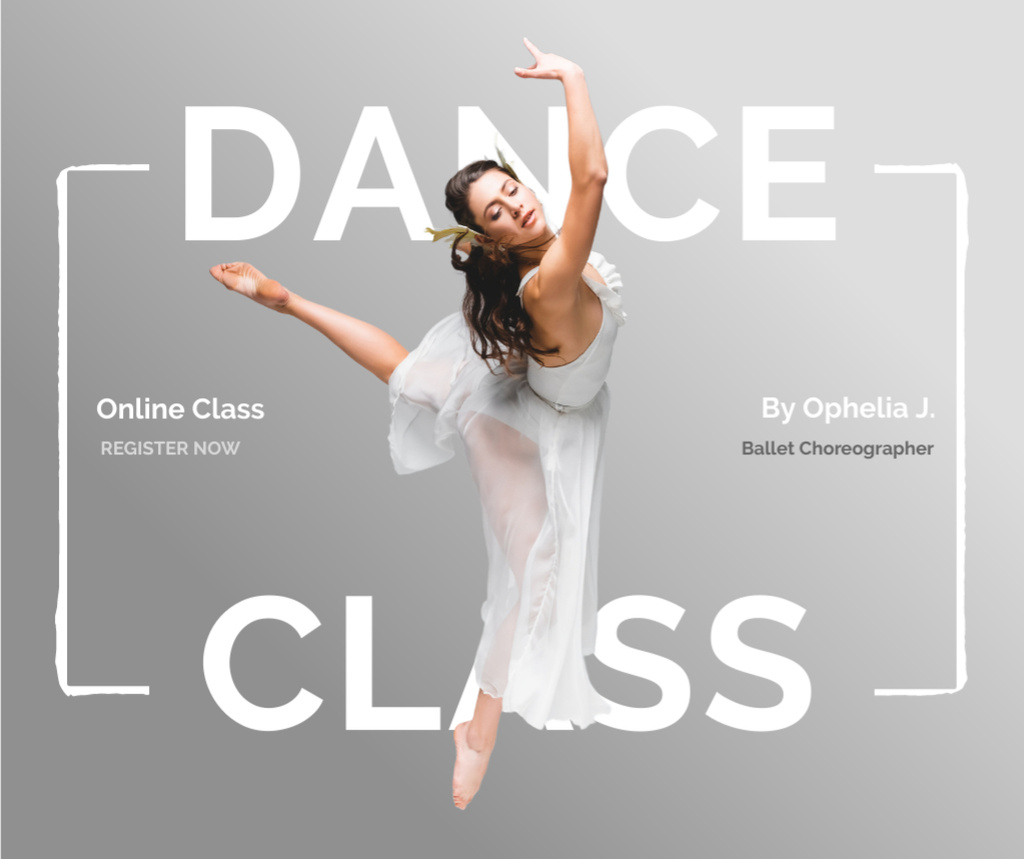 Dance Class Promotion with Woman Dancer in Motion Facebook Design Template