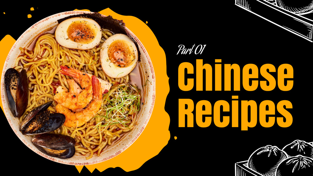 Template di design Chinese Recipes for Authentic Spicy Noodles Youtube Thumbnail