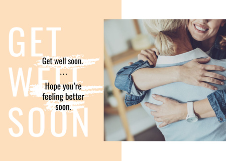 Recovery Wishing with Two women hugging Postcard 5x7in Design Template