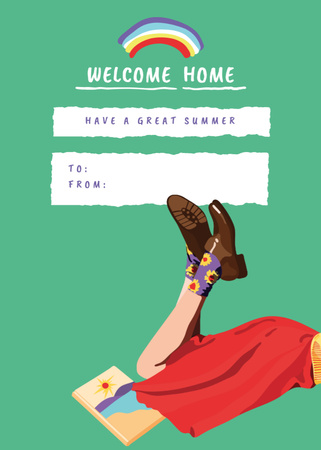 Platilla de diseño Welcoming Home With Rainbow And Rest Postcard 5x7in Vertical
