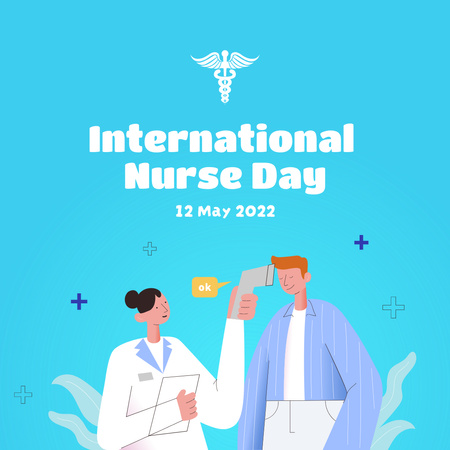 Plantilla de diseño de Dibujos animados azul del día internacional de la enfermera Instagram 