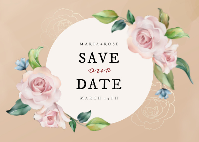 Designvorlage Wedding Day With Tender Roses für Postcard 5x7in