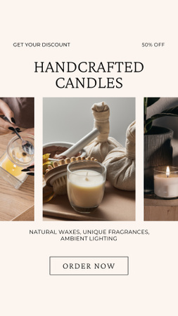 Venda de velas de cera artesanais para relaxamento Instagram Story Modelo de Design