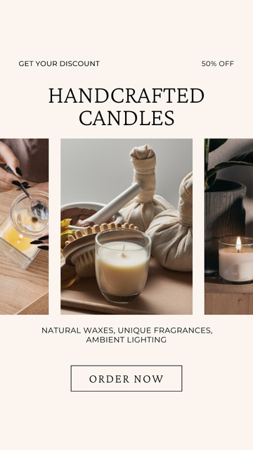 Selling Handmade Wax Candles for Relaxation Instagram Story Modelo de Design