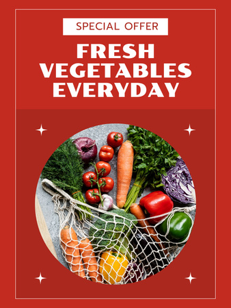 Plantilla de diseño de Daily Fresh Vegetables With Special Price Poster US 