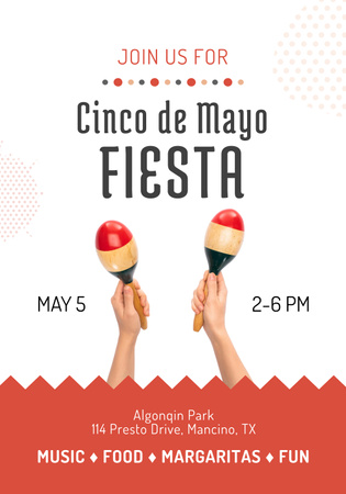 Cinco de Mayo Fiesta Invitation with Maracas Poster 28x40inデザインテンプレート