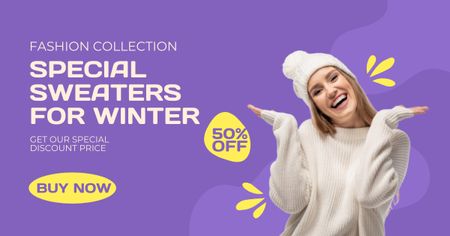 Fashion Women's Winter Sweaters Promotion Facebook AD Design Template