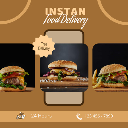 Tasty Burger Offer Instagram AD Design Template