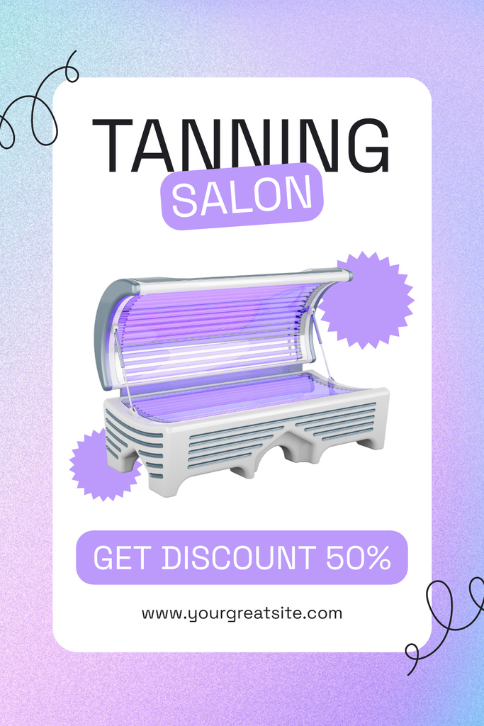 Designvorlage Discount on Tanning Salon Services with Tanning Bed für Pinterest