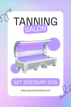 Discount on Tanning Salon Services with Tanning Bed Pinterest Design Template
