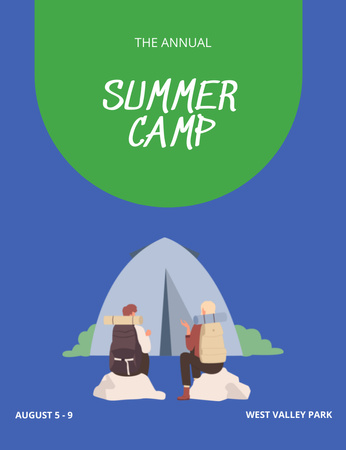 Anúncio do Acampamento Anual de Verão Invitation 13.9x10.7cm Modelo de Design
