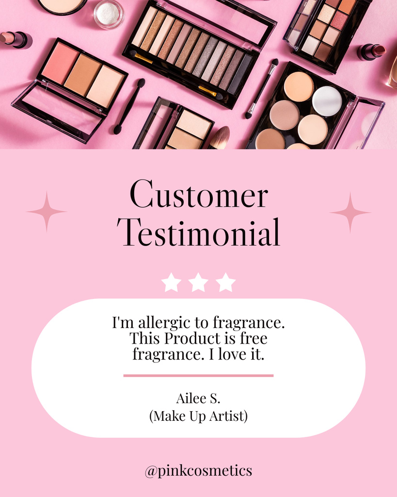 Customer Feedback on Cosmetic Products Instagram Post Vertical Modelo de Design