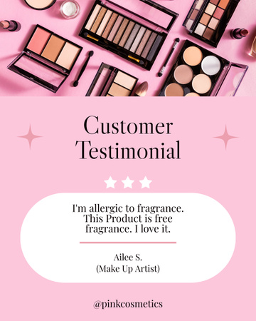 Ontwerpsjabloon van Instagram Post Vertical van Feedback van klanten over cosmetische producten
