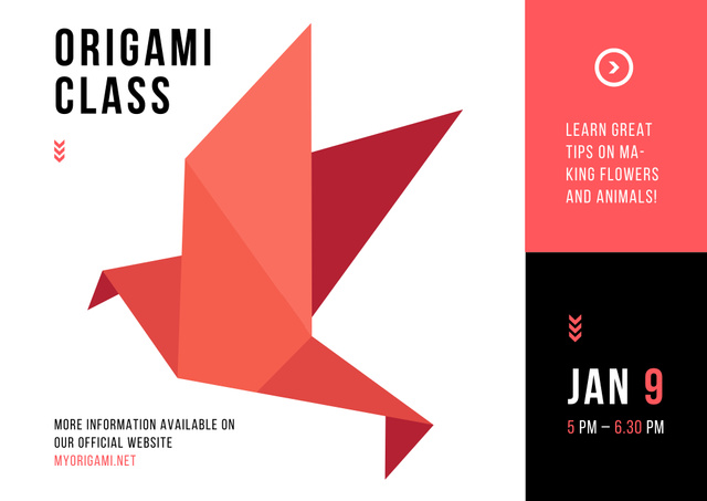 Designvorlage Origami Classes with Paper Dove für Poster B2 Horizontal