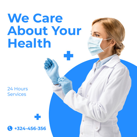 Medical Services with Female Doctor Instagram AD Design Template