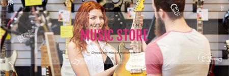 Modèle de visuel Music Store Ad with Female Consultant - Email header