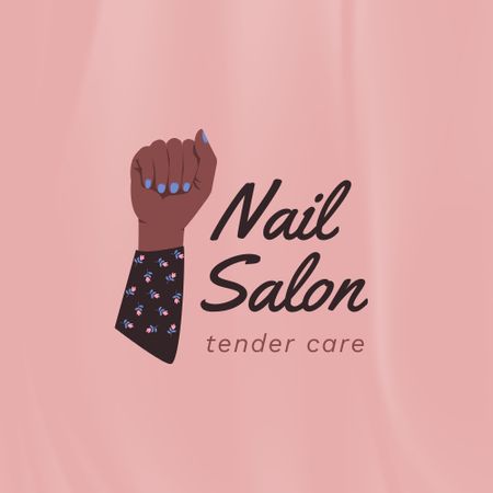 Nail Salon Services Offer with Black Woman's Hand Logo Design Template