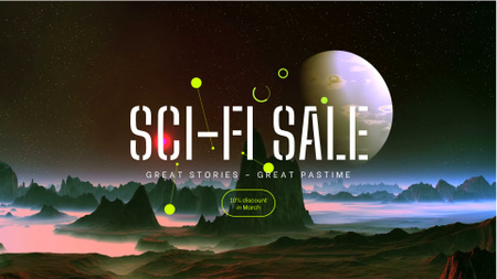 Designvorlage Sci-fi Stories Sale Offer With Moon für Full HD video