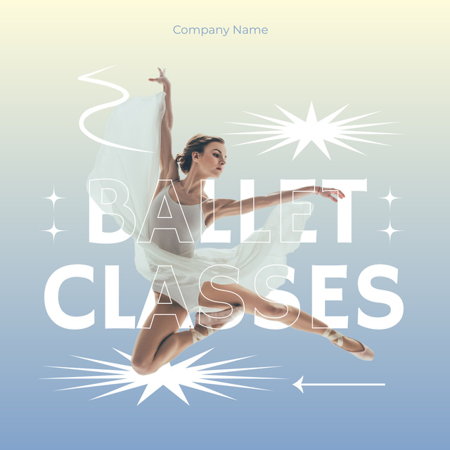 Ad of Ballet Classes with Ballerina in Jump Instagram Design Template