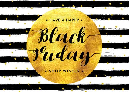 Black Friday Announcement in Golden Circle Postcard Design Template